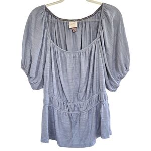 Knox Rose Milkmaid Peasant Top Size XXL Blue Balloon Sleeve Renaissance Boho
